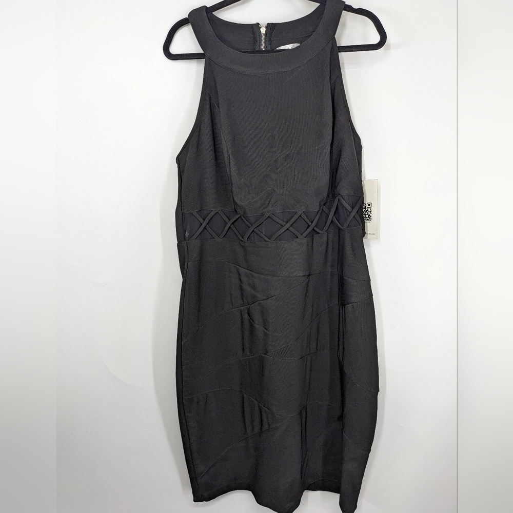 EMERALD SUNDAE Sleeveless Sheer Waist Panel Bodycon Dress